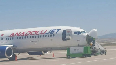 Kuş sürüsüne çarpan uçağın burun kısmında hasar oluştu sefer iptal edildi