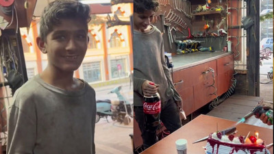 Mahcubiyet, mutluluk, saflık, temizlik. Ustalarından tamirci çırağına doğum günü sürprizi