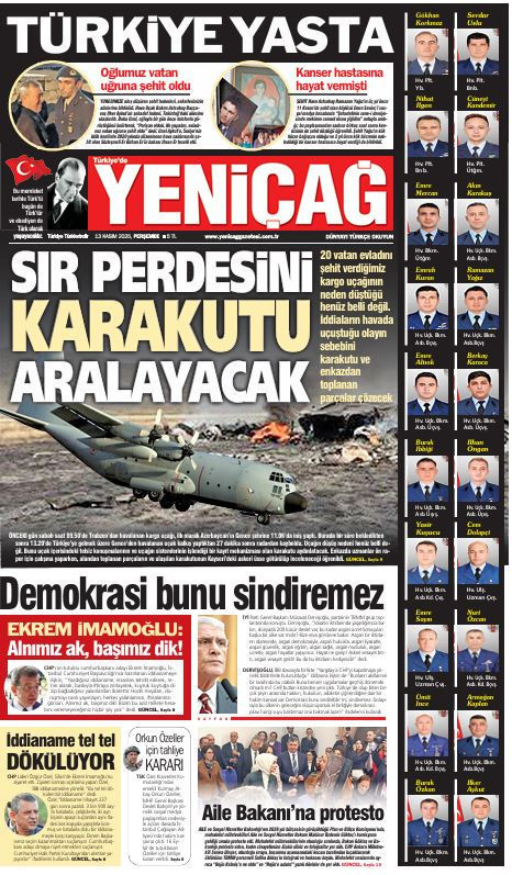 Yeniçağ Gazetesi: Türkiye yasta! Sır perdesini karakutu aralayacak - Resim : 1