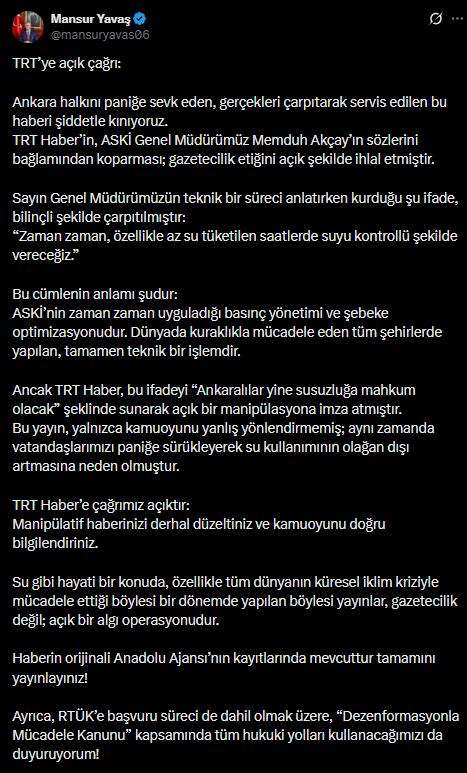 Mansur Yavaş'tan TRT'ye 'su' davası - Resim : 2