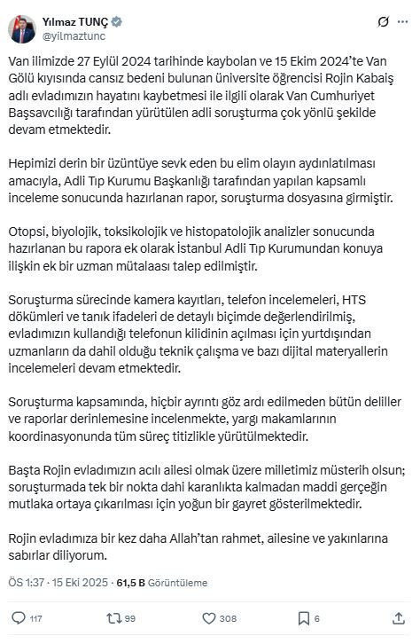 Rojin Kabaiş'in ölümü didik didik edilecek! Yurtdışından uzman görevde… - Resim : 1