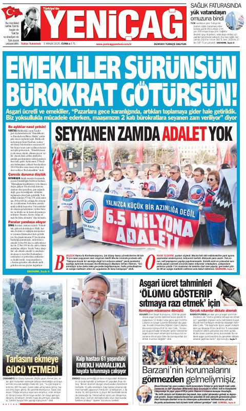 Yeniçağ Gazetesi: Emekliler sürünsün bürokrat götürsün! - Resim : 1
