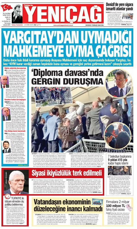 Yeniçağ Gazetesi: Yargıtay’dan uymadığı mahkemeye uyma çağrısı - Resim : 1