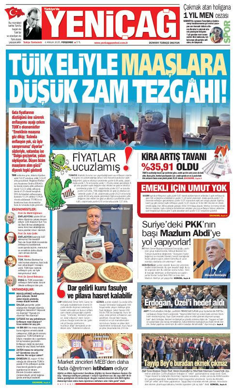 Yeniçağ Gazetesi: TÜİK eliyle maaşlara düşük zam tezgahı! - Resim : 1