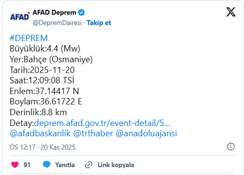 Osmaniye'de 10 dakika arayla 2 deprem! - Resim : 1