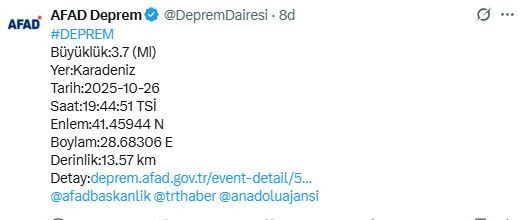 İstanbul'un Karadeniz kıyısında deprem - Resim : 1