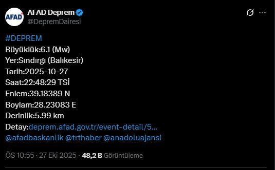 Tüm Ege ve Marmara'da hissedildi: Sındırgı 6.1'le sallandı - Resim : 1