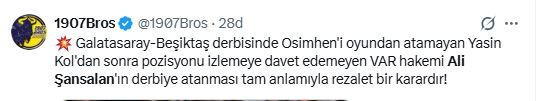 Galatasaray derbisi için Fenerbahçe'yi kızdıran atama! Tepkiler çığ gibi - Resim : 1