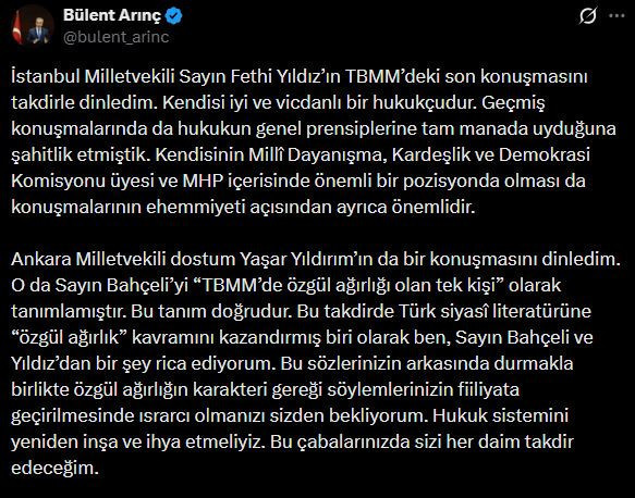 Bahçeli’ye çağrı yaptı! Bülent Arınç İmamoğlu için ricacı oldu - Resim : 1