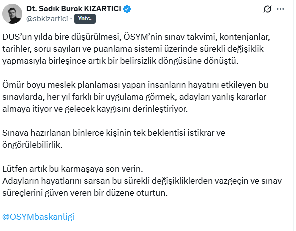 Diş hekimi adayları ÖSYM’ye isyan etti: Geleceklerini etkileyecek sınav yılda bir kez yapılacak - Resim : 1