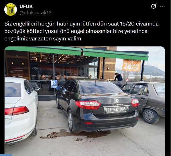 Engelli alanına park eden resmi araca ceza... - Resim : 1