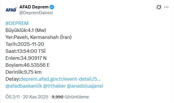 İran'da deprem (20 Kasım 2025) - Resim : 1