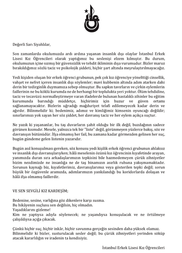 İstanbul Erkek Lisesi iddialarına soruşturma: Kız öğrenciler konuştu - Resim : 1