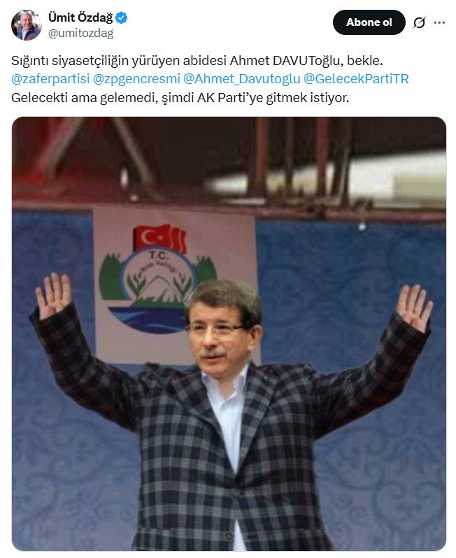 Ümit Özdağ-Ahmet Davutoğlu polemiği büyüyor: Sığıntı siyasetçiliğin yürüyen abidesi - Resim : 1