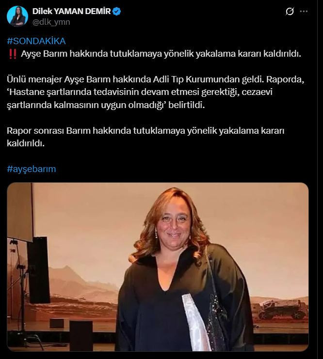 Ayşe Barım hakkında tutuklama kararı kaldırıldı! - Resim : 1