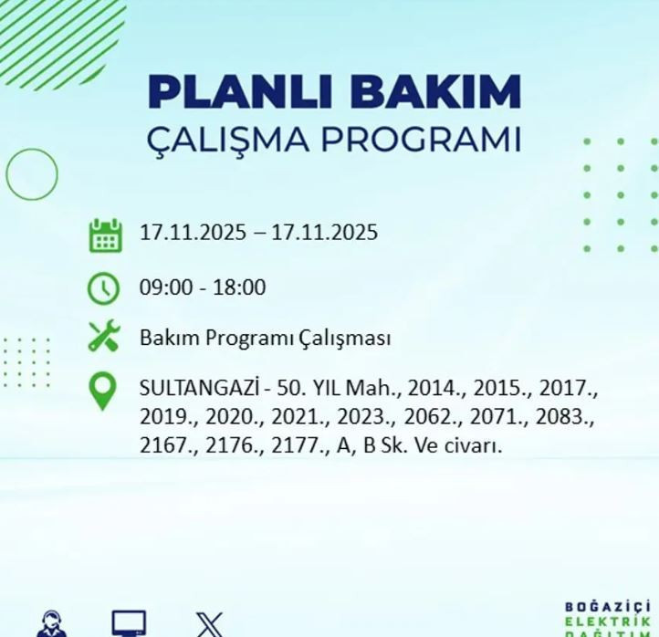 İstanbul'da yaşayanlar dikkat! 9 ilçede elektrikler kesilecek - Resim : 33