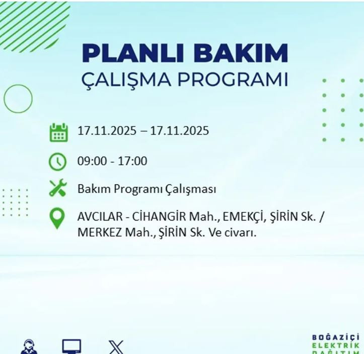 İstanbul'da yaşayanlar dikkat! 9 ilçede elektrikler kesilecek - Resim : 43