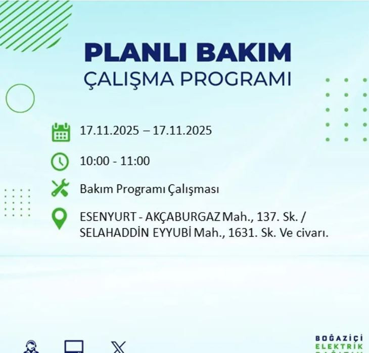 İstanbul'da yaşayanlar dikkat! 9 ilçede elektrikler kesilecek - Resim : 42