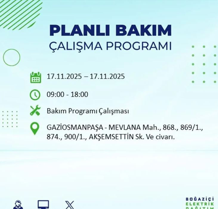 İstanbul'da yaşayanlar dikkat! 9 ilçede elektrikler kesilecek - Resim : 41