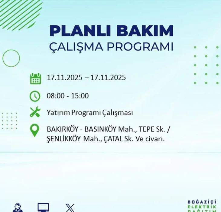 İstanbul'da yaşayanlar dikkat! 9 ilçede elektrikler kesilecek - Resim : 45