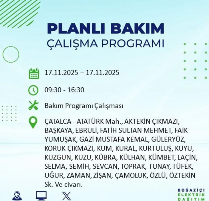 İstanbul'da yaşayanlar dikkat! 9 ilçede elektrikler kesilecek - Resim : 7