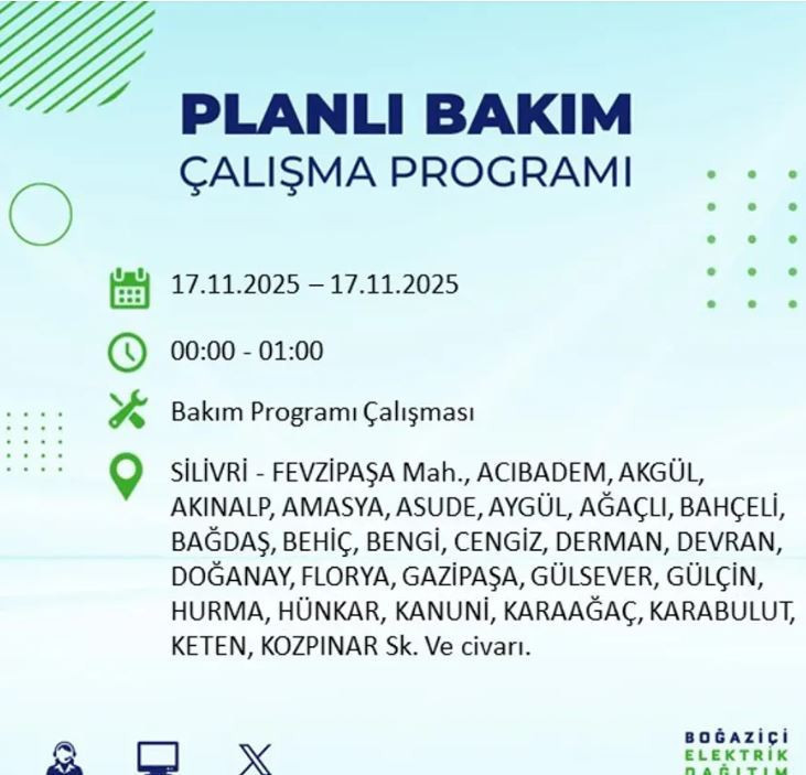 İstanbul'da yaşayanlar dikkat! 9 ilçede elektrikler kesilecek - Resim : 13