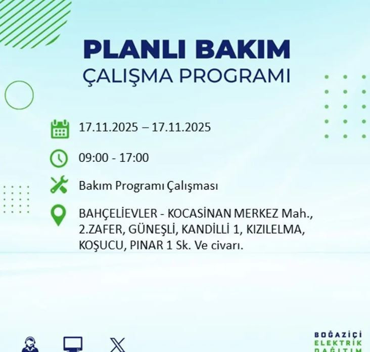 İstanbul'da yaşayanlar dikkat! 9 ilçede elektrikler kesilecek - Resim : 37