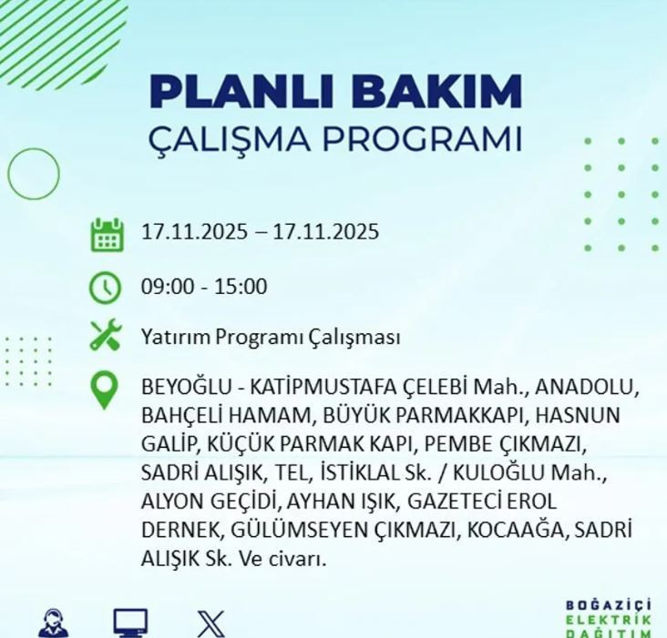 İstanbul'da yaşayanlar dikkat! 9 ilçede elektrikler kesilecek - Resim : 10