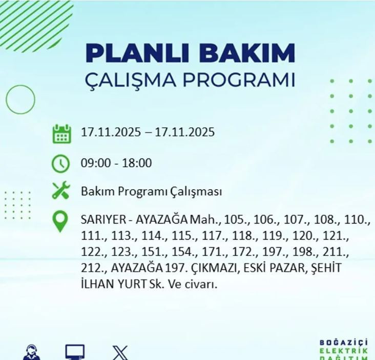 İstanbul'da yaşayanlar dikkat! 9 ilçede elektrikler kesilecek - Resim : 25