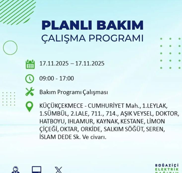 İstanbul'da yaşayanlar dikkat! 9 ilçede elektrikler kesilecek - Resim : 22