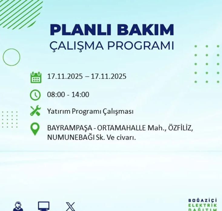 İstanbul'da yaşayanlar dikkat! 9 ilçede elektrikler kesilecek - Resim : 48