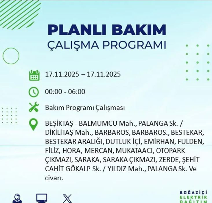 İstanbul'da yaşayanlar dikkat! 9 ilçede elektrikler kesilecek - Resim : 12