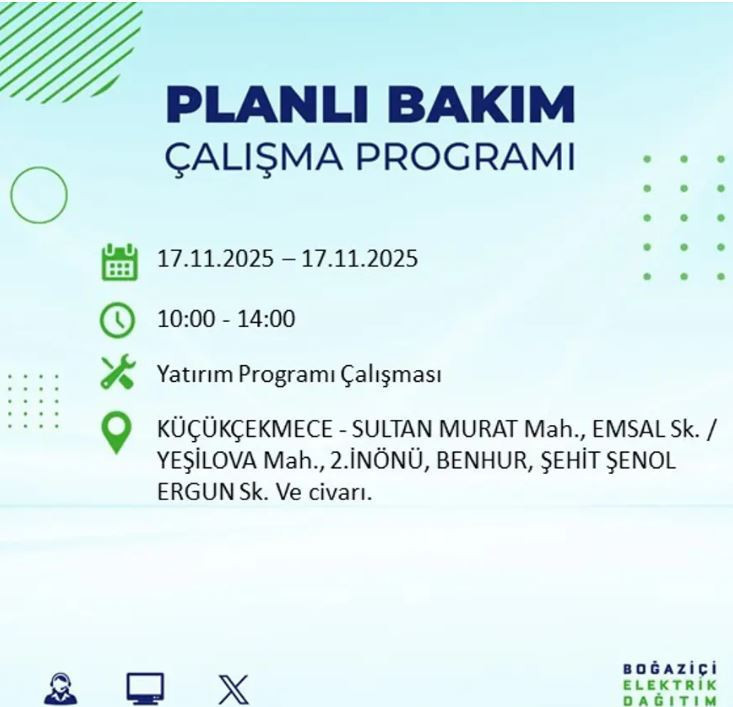İstanbul'da yaşayanlar dikkat! 9 ilçede elektrikler kesilecek - Resim : 34