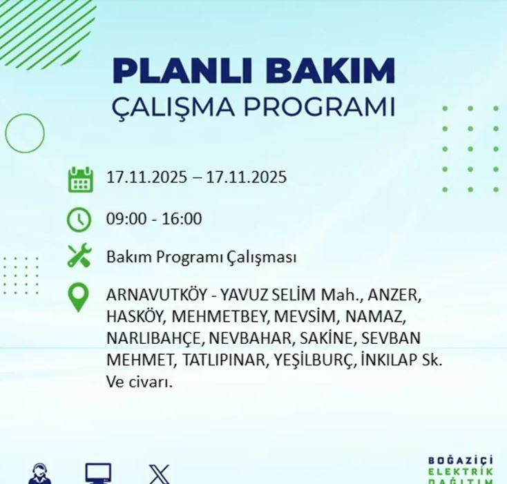 İstanbul'da yaşayanlar dikkat! 9 ilçede elektrikler kesilecek - Resim : 31