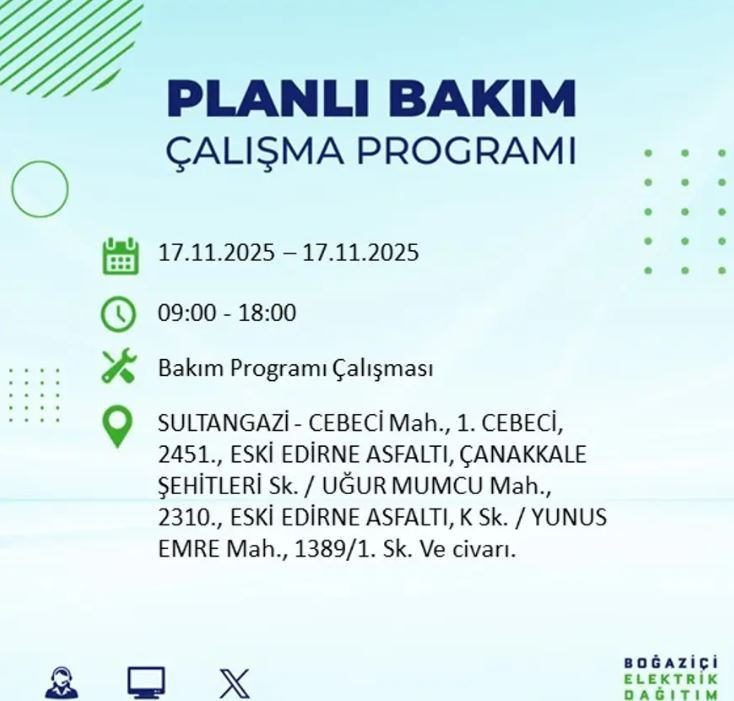 İstanbul'da yaşayanlar dikkat! 9 ilçede elektrikler kesilecek - Resim : 30