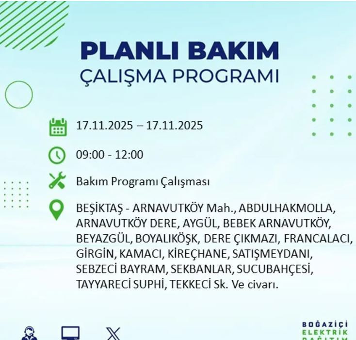 İstanbul'da yaşayanlar dikkat! 9 ilçede elektrikler kesilecek - Resim : 15