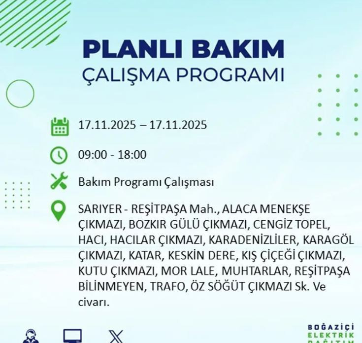 İstanbul'da yaşayanlar dikkat! 9 ilçede elektrikler kesilecek - Resim : 11