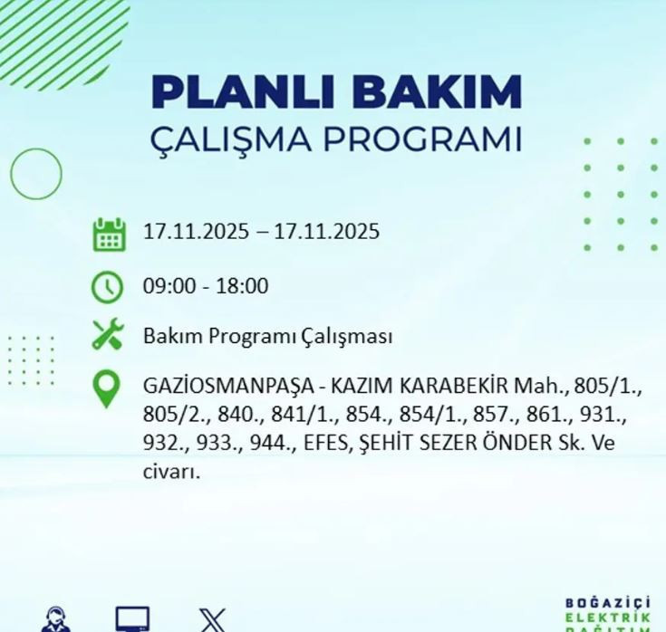 İstanbul'da yaşayanlar dikkat! 9 ilçede elektrikler kesilecek - Resim : 32