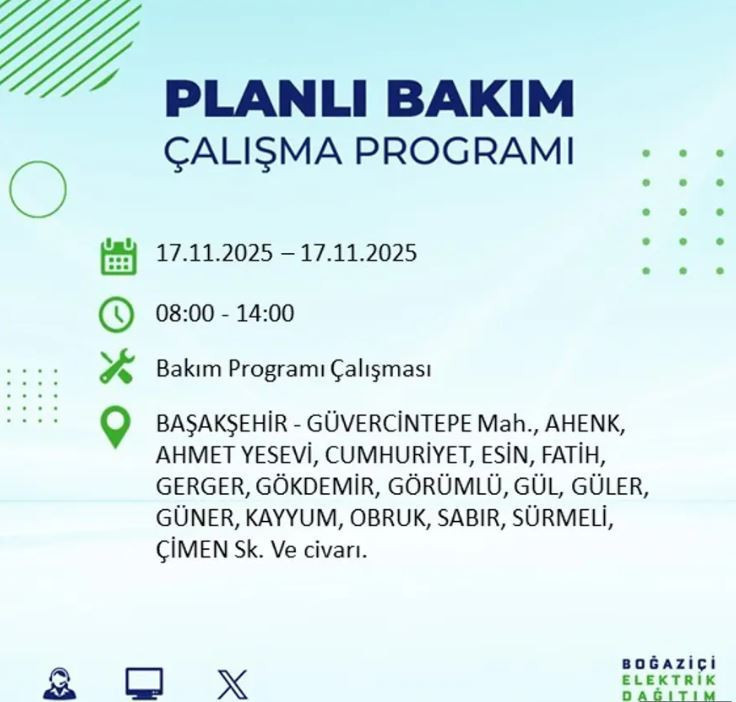 İstanbul'da yaşayanlar dikkat! 9 ilçede elektrikler kesilecek - Resim : 28