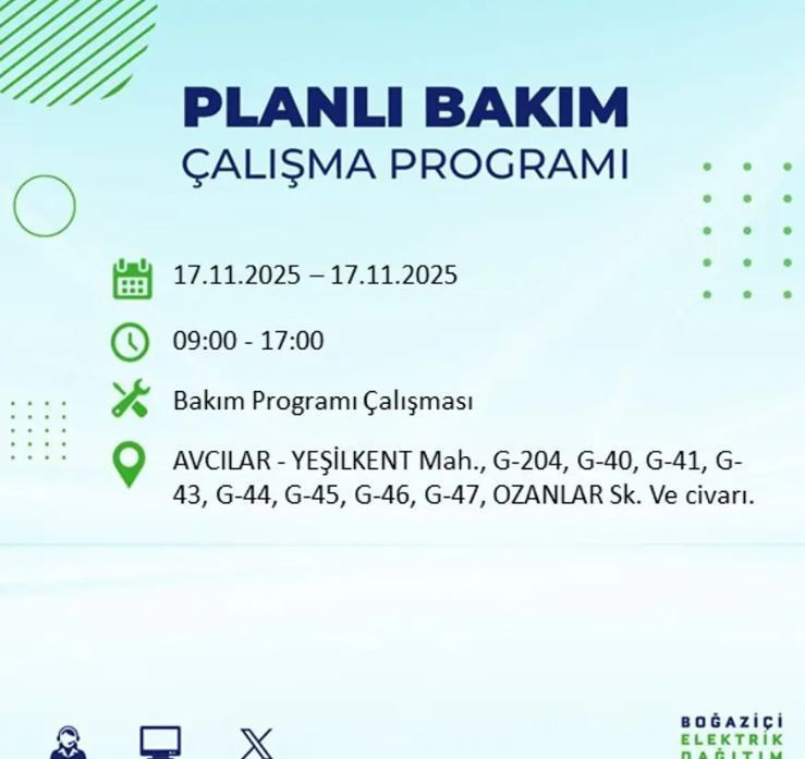İstanbul'da yaşayanlar dikkat! 9 ilçede elektrikler kesilecek - Resim : 40