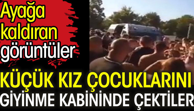 Küçük Kız çocuklarını giyinme kabininde çektiler. Ayağa kaldıran görüntüler