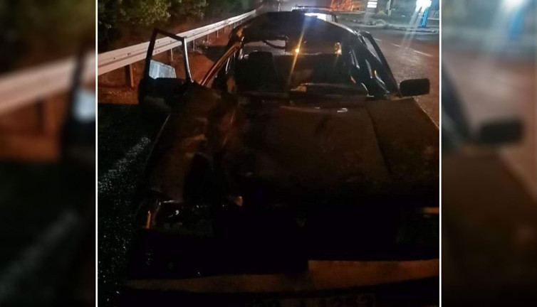 Otomobil yola fırlayan katıra çarptı: 2 yaralı