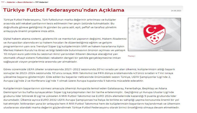 TFF'den Beşiktaş'a: Ceza vermeye devam edeceğiz