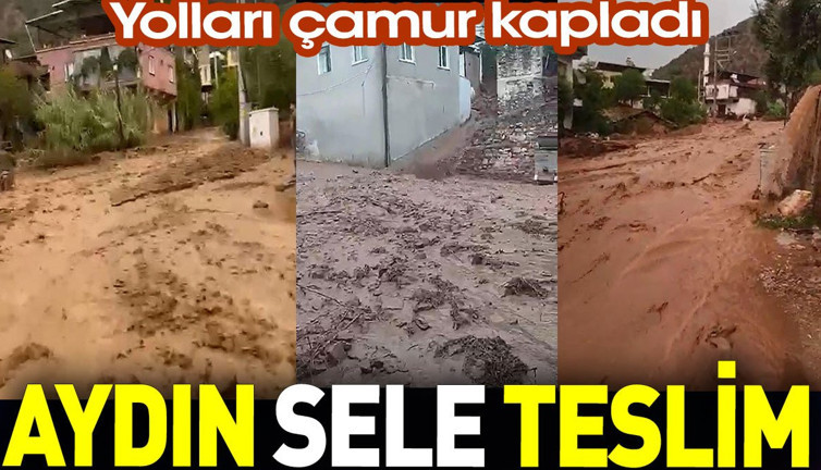 Aydın sele teslim. Yolları çamur kapladı