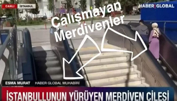 Yürüyen merdivenlerin yürüdüğünü göre göre yürümüyor diye yalan haber yaptılar. Hiç utanmanız yok mu yüzünüz de mi kızarmıyor