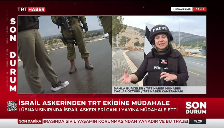 İsrail askerinden TRT yayınına müdahale
