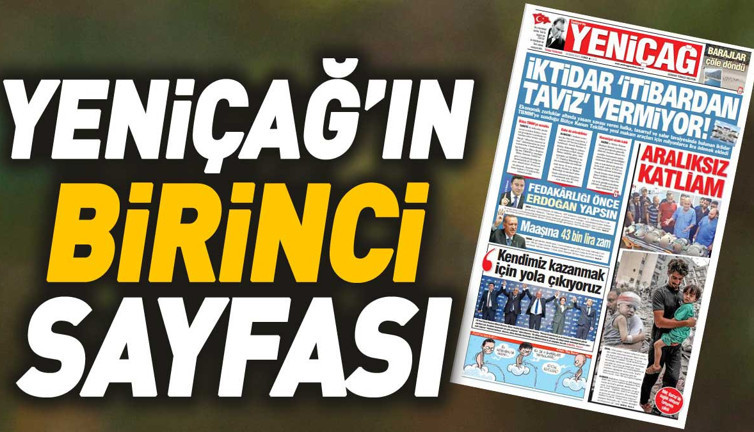 Yeniçağ Gazetesi'nin 1. sayfası (20 Ekim 2023)