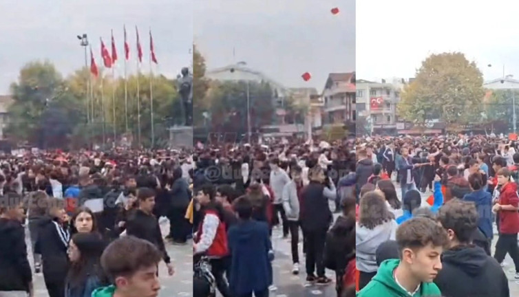 Düzce Belediyesi Türk bayrağı rekor denemesi hüsranla sonuçlandı 32 öğrenci hastaneye kaldırıldı