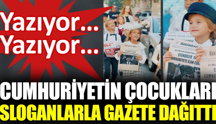 Cumhuriyetin çocukları sloganlarla gazete dağıttı