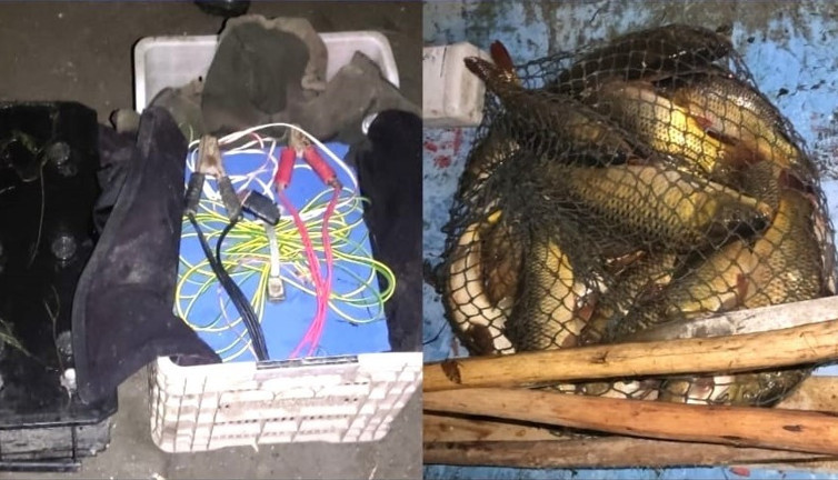 Elektrikli kaçak balık avı yapan iki kişi suçüstü yakalandı